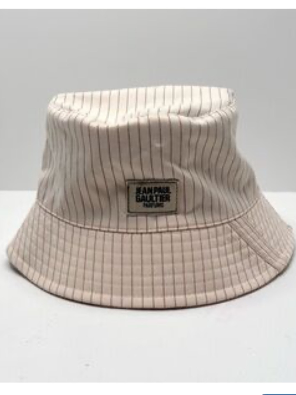 Jean Paul Gaultier Cream Pinstripe Bucket Hat, new with tags